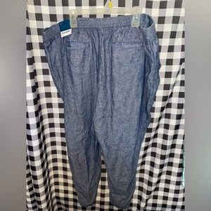 Old Navy XXL Linen Chambray Blue Pull On Crop Length Casual Pants